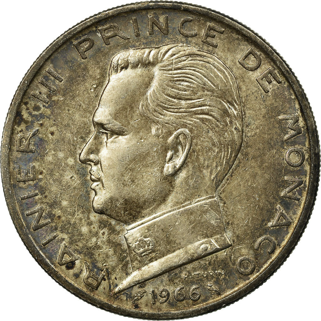 Coin, Monaco, Rainier III, 5 Francs, 1966, EF(40-45), Silver, KM:141, Gadoury:MC
