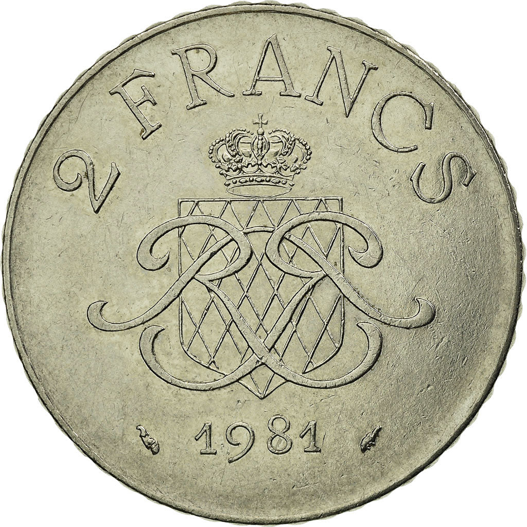 Coin, Monaco, Rainier III, 2 Francs, 1981, VF(30-35), Nickel, KM:157