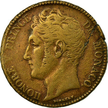 Coin, Monaco, Honore V, 5 Centimes, Cinq, 1837, Monaco, VF(30-35), Cast Brass