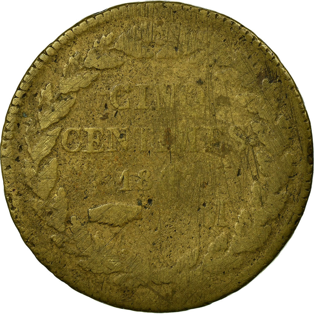Coin, Monaco, Honore V, 5 Centimes, Cinq, 1837, Monaco, VG(8-10), Cast Brass