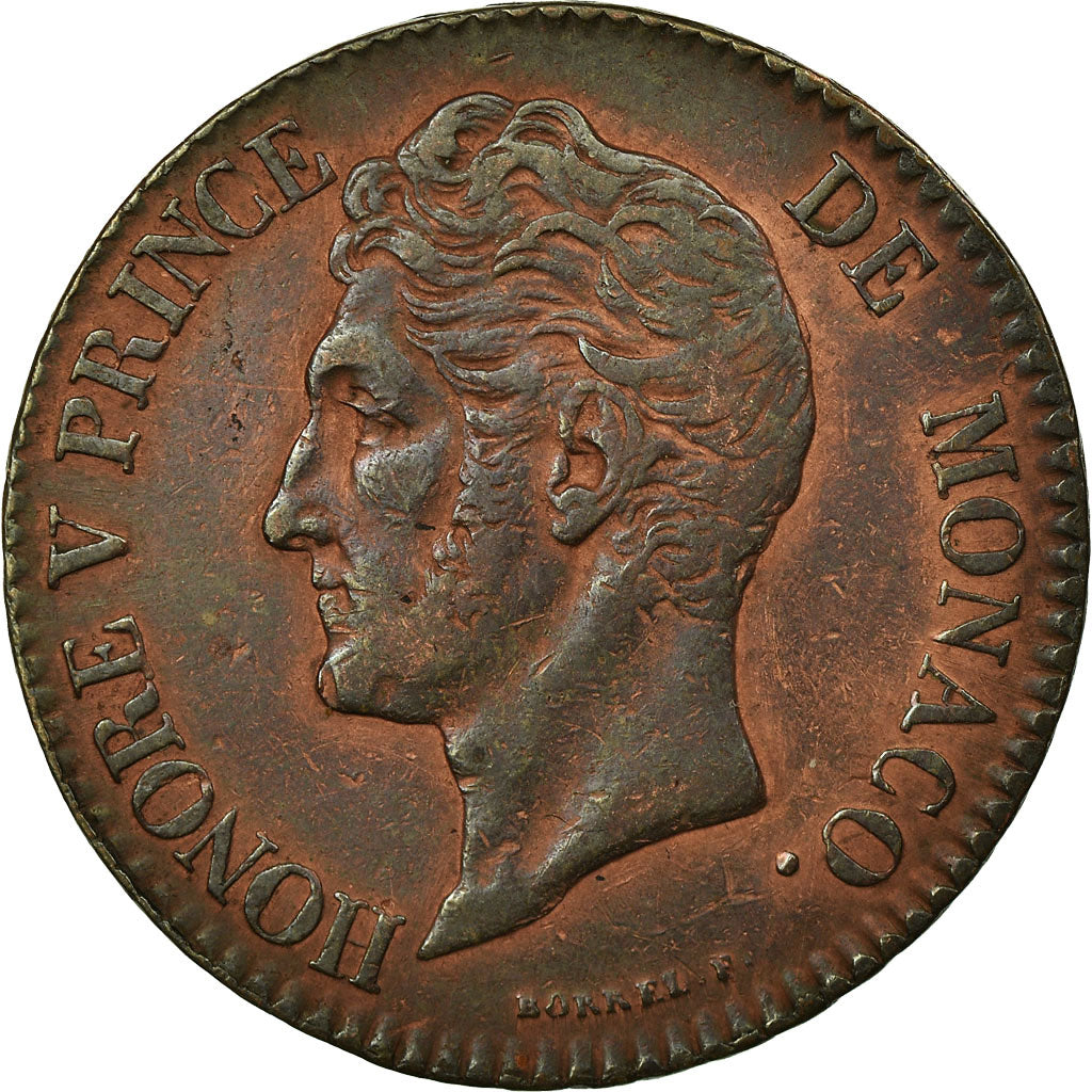 Münze, Monaco, Honore V, 5 Centimes, Cinq, 1837, Monaco, SS, Kupfer, KM:95.2a