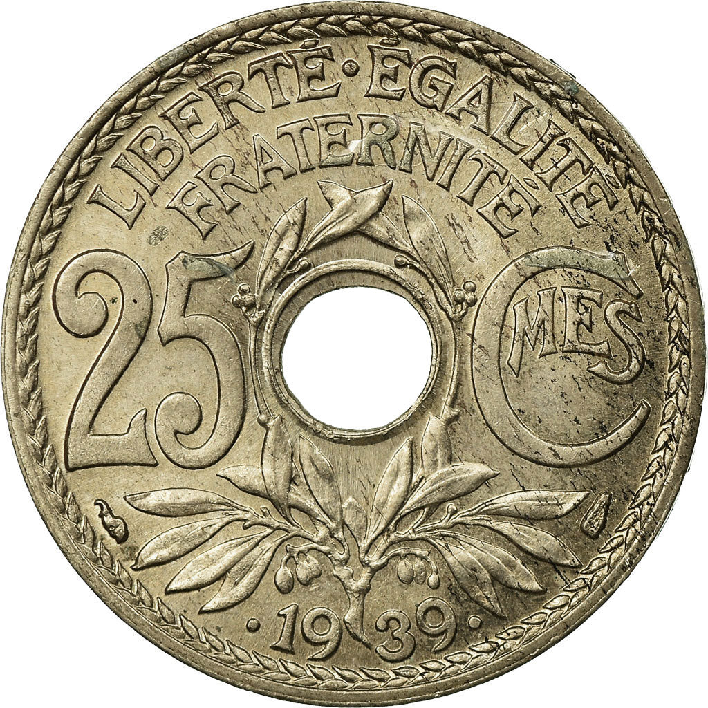 Monnaie, France, Lindauer, 25 Centimes, 1939, TTB, Nickel-Bronze, Gadoury:380