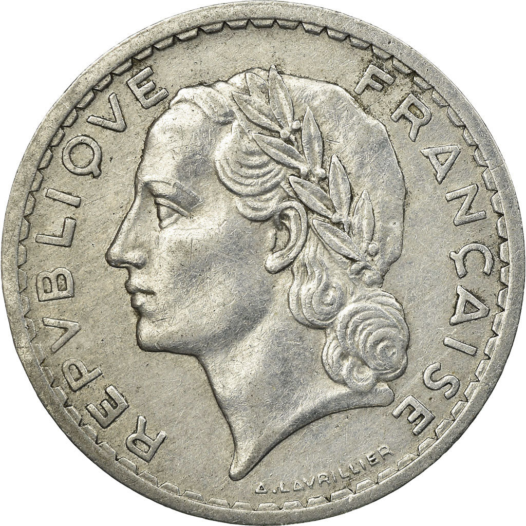 Coin, France, Lavrillier, 5 Francs, 1945, Paris, VF(30-35), Aluminum-Bronze