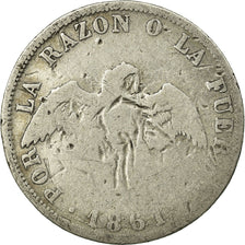 Coin, Chile, 20 Centavos, 1861, Santiago, VG(8-10), Silver, KM:125a