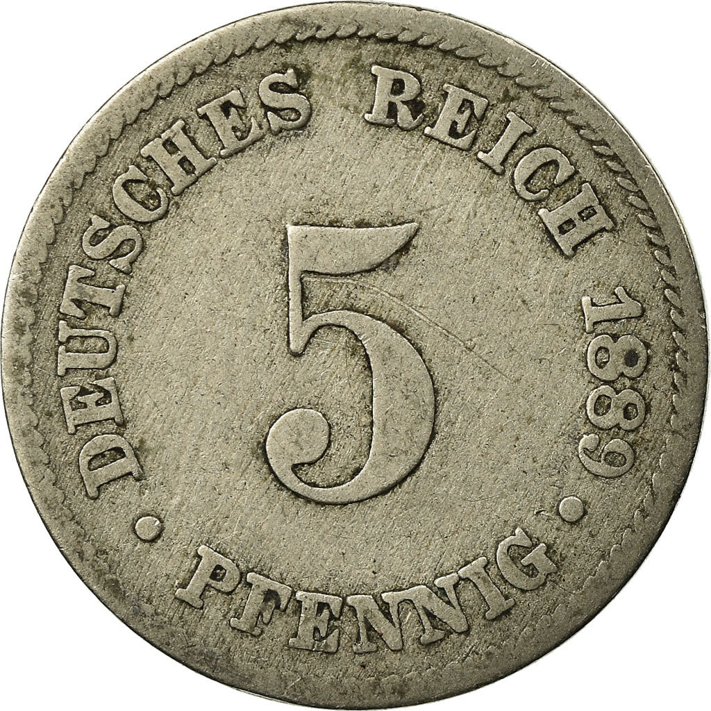 Monnaie, GERMANY - EMPIRE, Wilhelm I, 5 Pfennig, 1889, Hambourg, TB