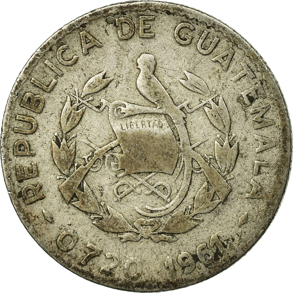 Coin, Guatemala, 5 Centavos, 1961, F(12-15), Silver, KM:261