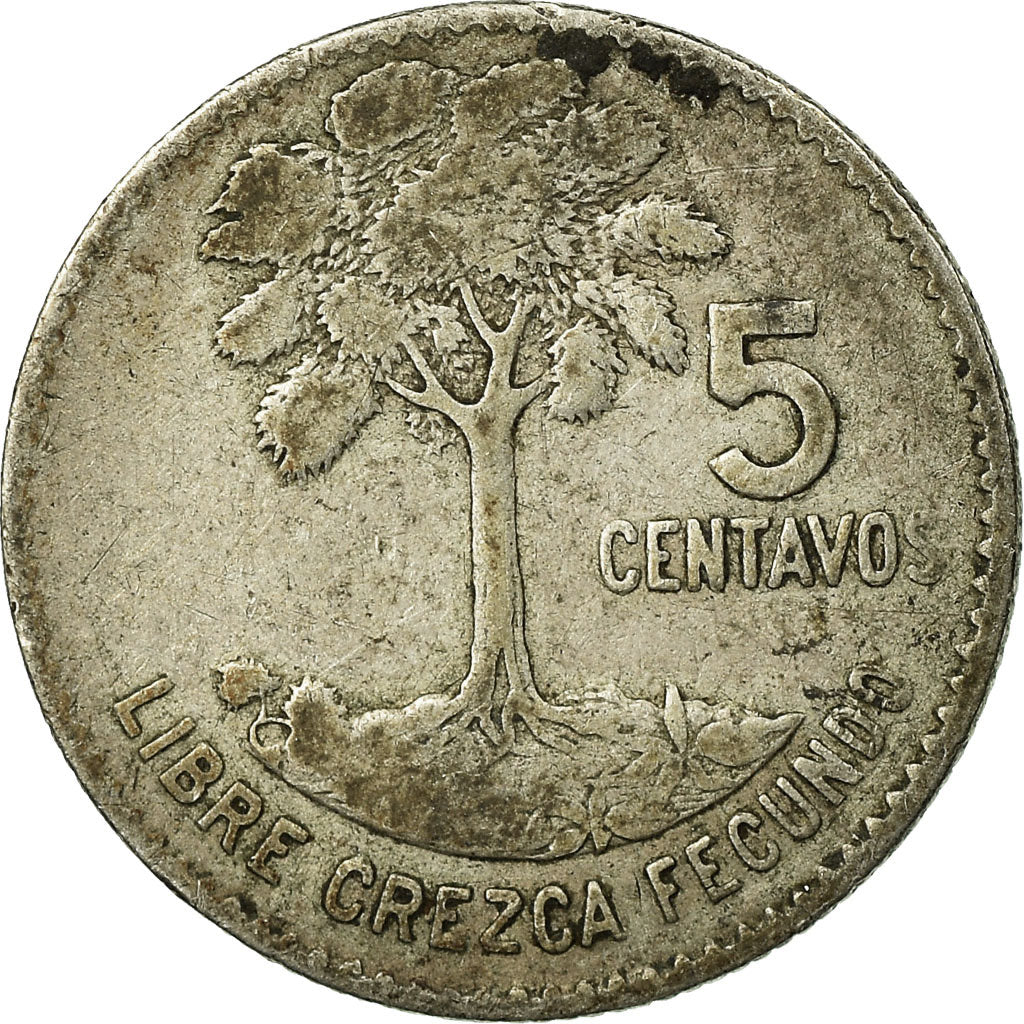 Coin, Guatemala, 5 Centavos, 1961, F(12-15), Silver, KM:261