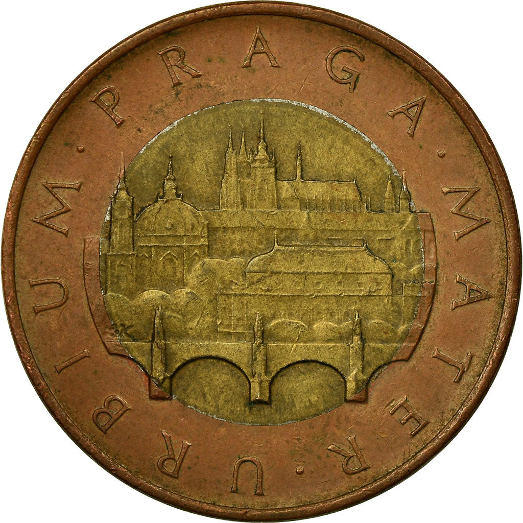 Coin, Czech Republic, 50 Korun, 1993, EF(40-45), Bi-Metallic, KM:1