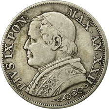 Moneta, STATI ITALIANI, PAPAL STATES, Pius IX, Lira, 1868, Rome, MB+, Argento