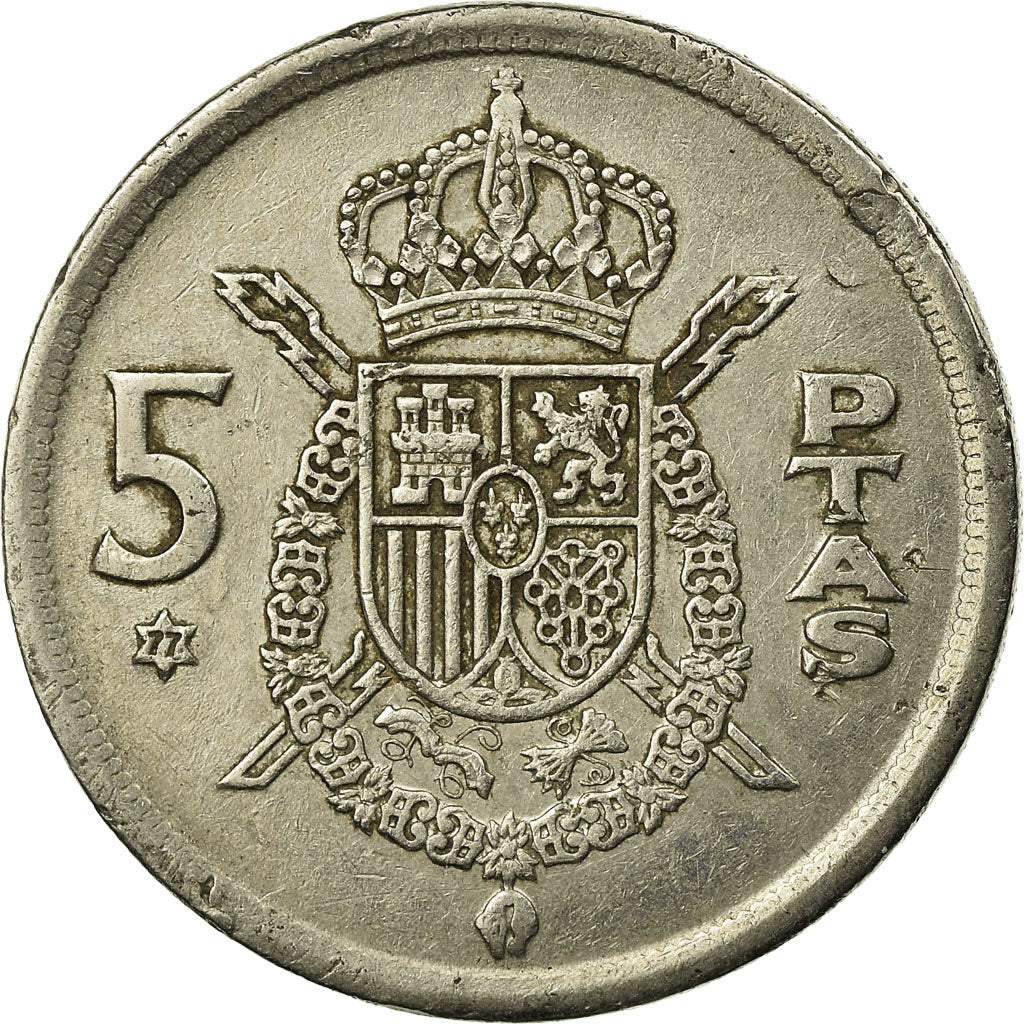 Moneda, España, Juan Carlos I, 5 Pesetas, 1977, BC+, Cobre - níquel, KM:807