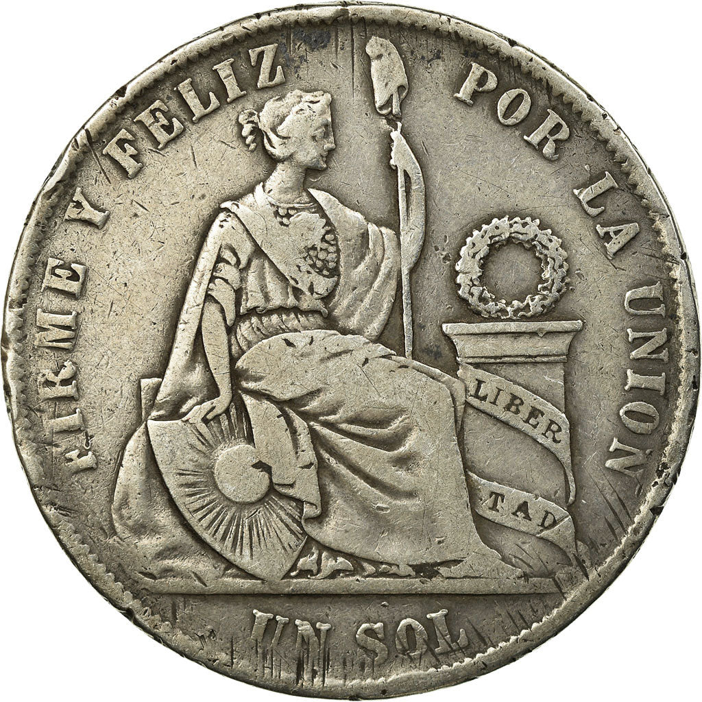 Coin, Peru, SOUTH PERU, Sol, 1870, Lima, EF(40-45), Silver, KM:196.3