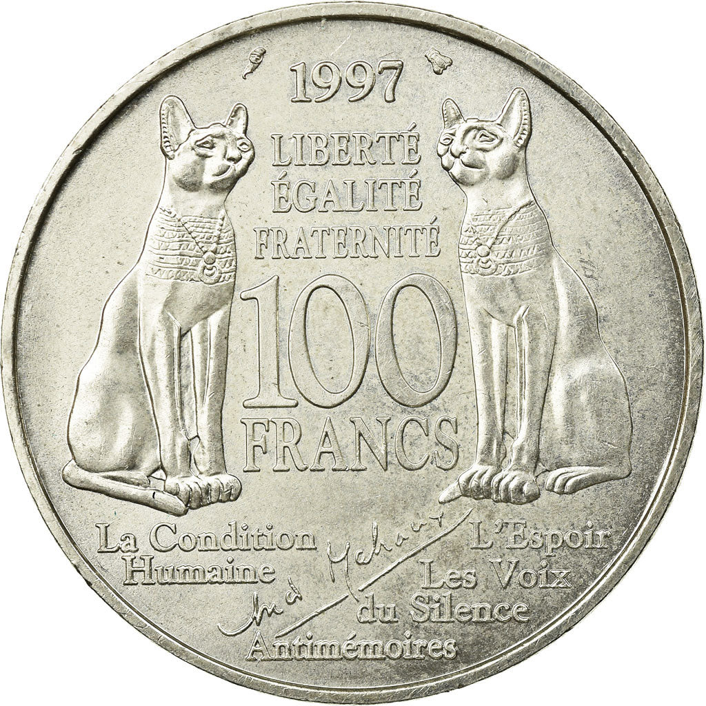 Moneta, Francia, André Malraux, 100 Francs, 1997, BB, Argento, KM:1188