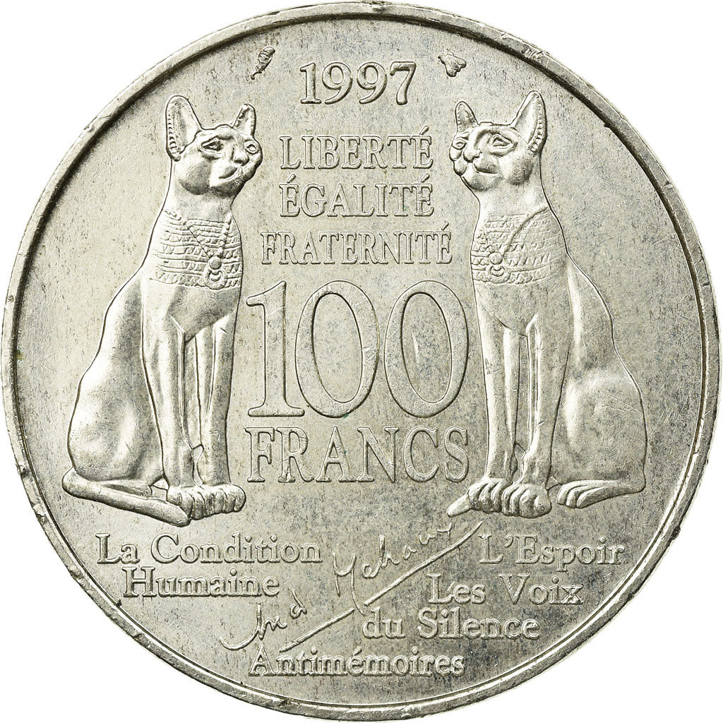 Moneta, Francia, André Malraux, 100 Francs, 1997, BB, Argento, KM:1188