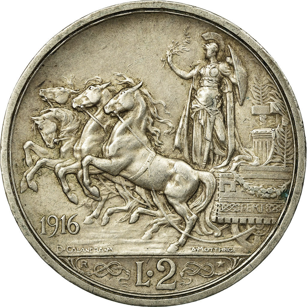 Coin, Italy, Vittorio Emanuele III, 2 Lire, 1916, Rome, EF(40-45), Silver, KM:55