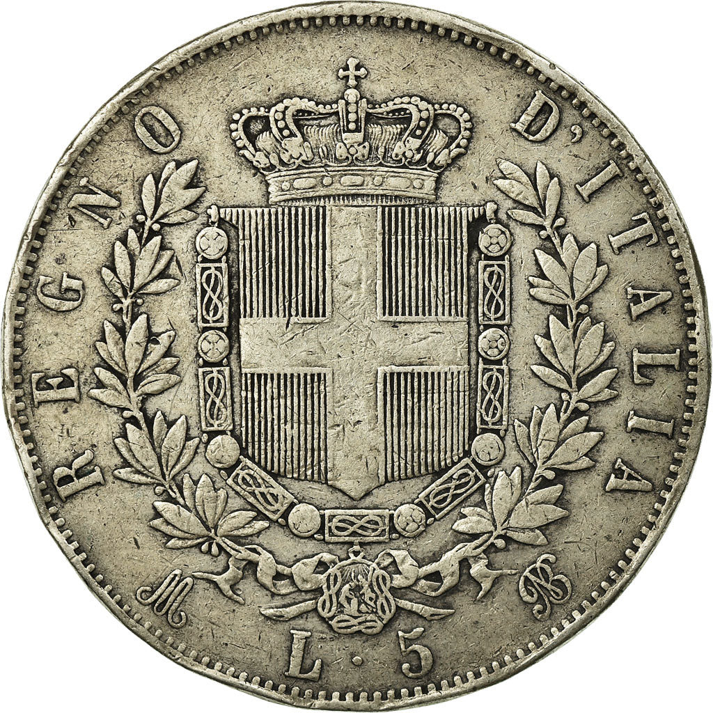 Coin, Italy, Vittorio Emanuele II, 5 Lire, 1871, Milan, EF(40-45), Silver