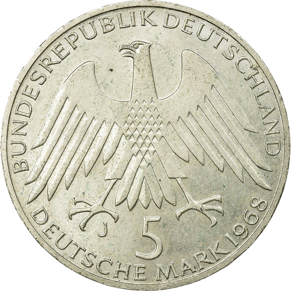 Moneta, Niemcy - RFN, 5 Mark, 1968, Hamburg, Germany, EF(40-45), Srebro, KM:121