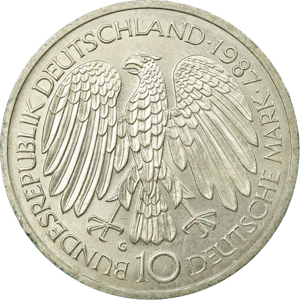 Coin, GERMANY - FEDERAL REPUBLIC, 10 Mark, 1987, Karlsruhe, Germany, AU(55-58)