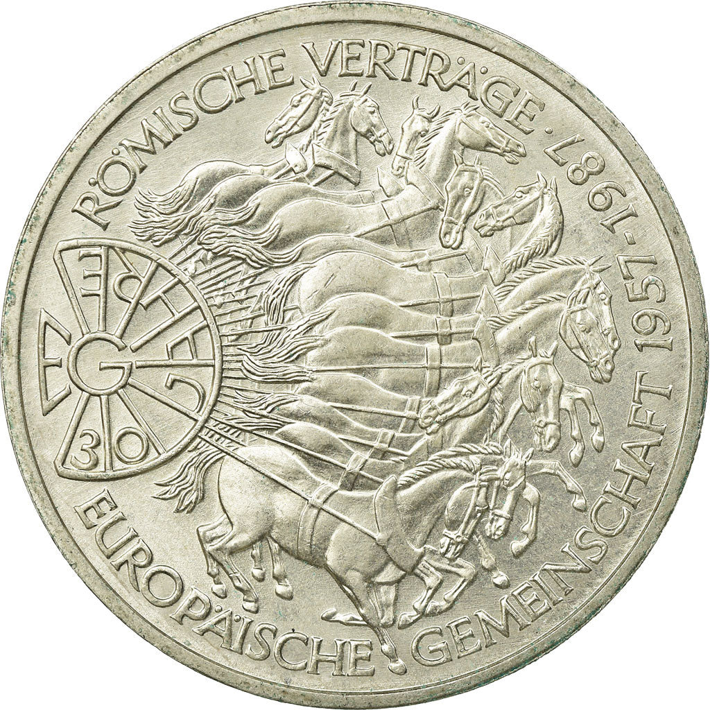 Coin, GERMANY - FEDERAL REPUBLIC, 10 Mark, 1987, Karlsruhe, Germany, AU(55-58)