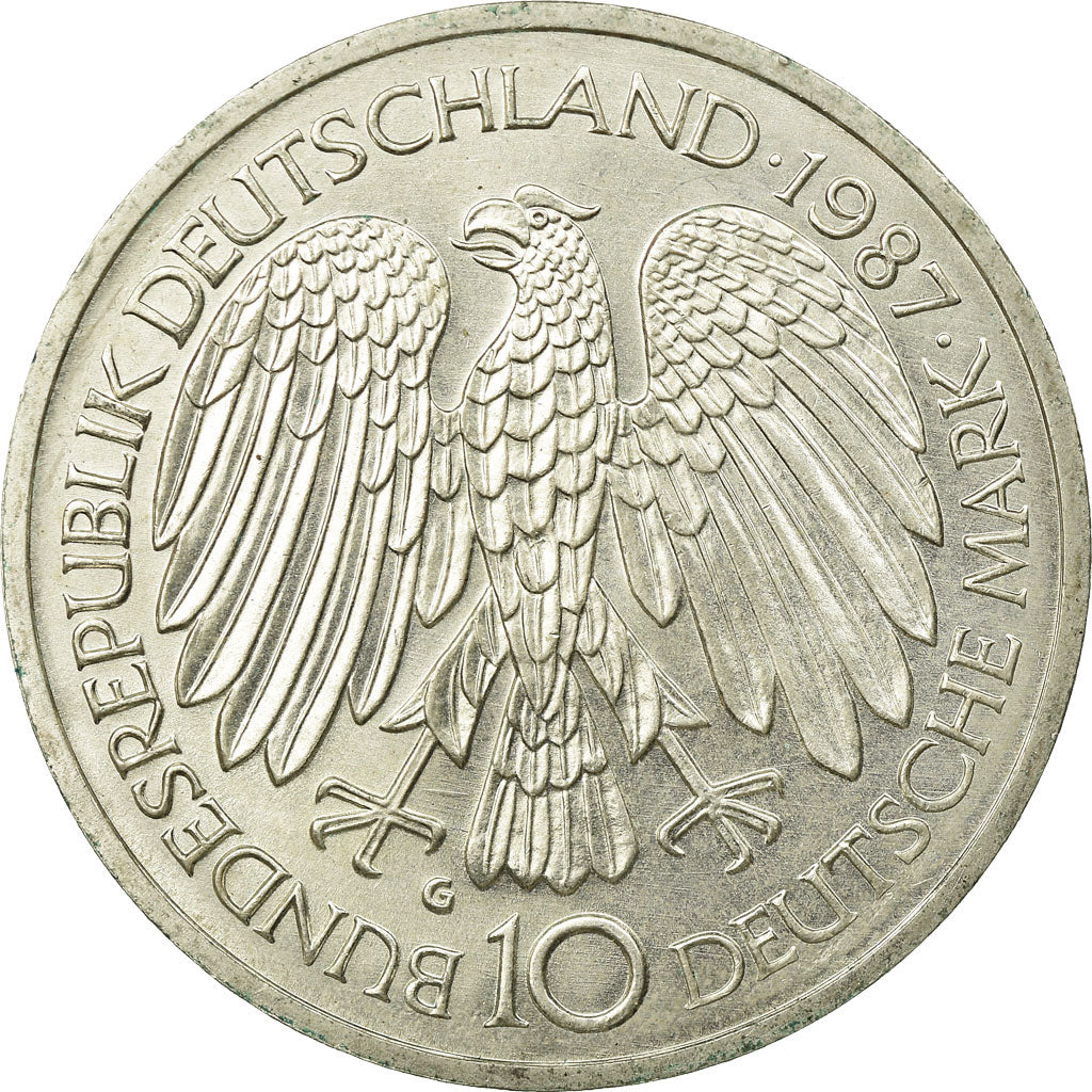 Coin, GERMANY - FEDERAL REPUBLIC, 10 Mark, 1987, Karlsruhe, Germany, AU(55-58)