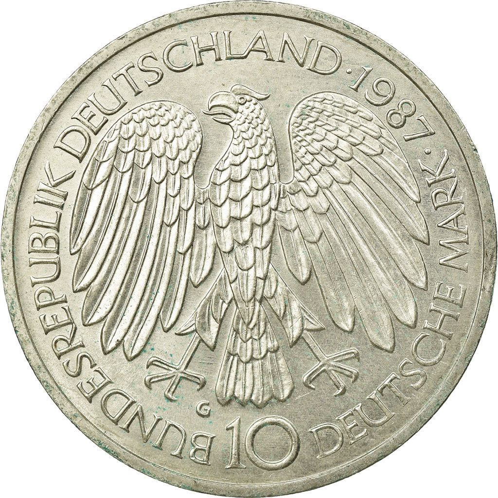 Coin, GERMANY - FEDERAL REPUBLIC, 10 Mark, 1987, Karlsruhe, Germany, AU(50-53)
