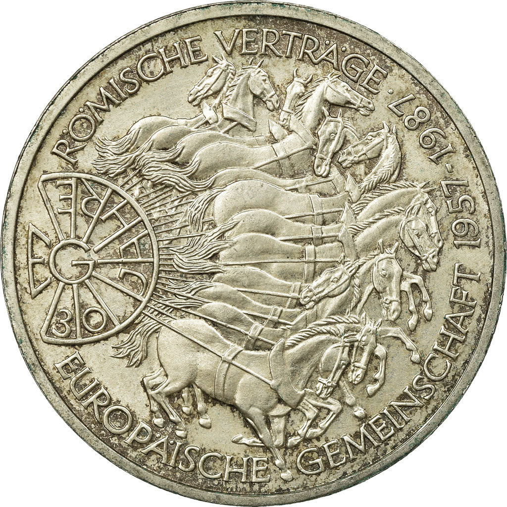 Moneta, GERMANIA - REPUBBLICA FEDERALE, 10 Mark, 1987, Karlsruhe, Germany, BB
