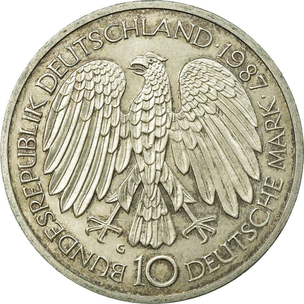 Moneta, GERMANIA - REPUBBLICA FEDERALE, 10 Mark, 1987, Karlsruhe, Germany, BB