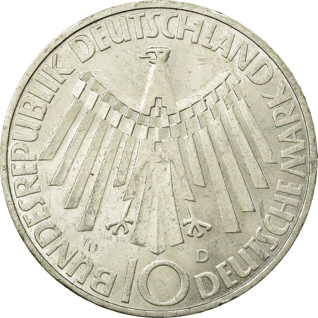 Munten, Federale Duitse Republiek, 10 Mark, 1972, Munich, ZF, Zilver, KM:130