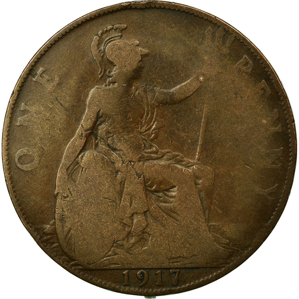 Coin, Great Britain, George V, Penny, 1917, VG(8-10), Bronze, KM:810