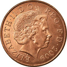Coin, Great Britain, Elizabeth II, 2 Pence, 2009, AU(55-58), Copper Plated