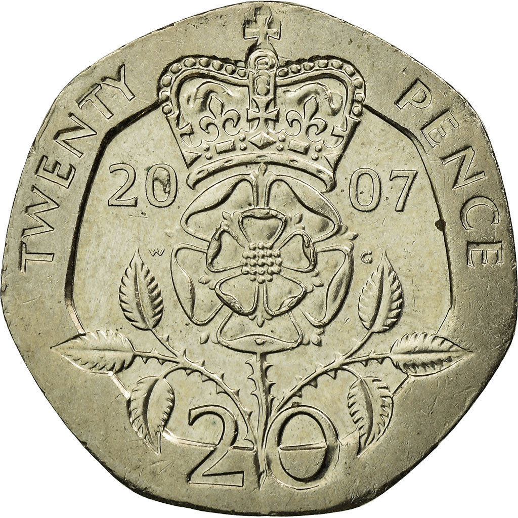Coin, Great Britain, Elizabeth II, 20 Pence, 2007, AU(55-58), Copper-nickel