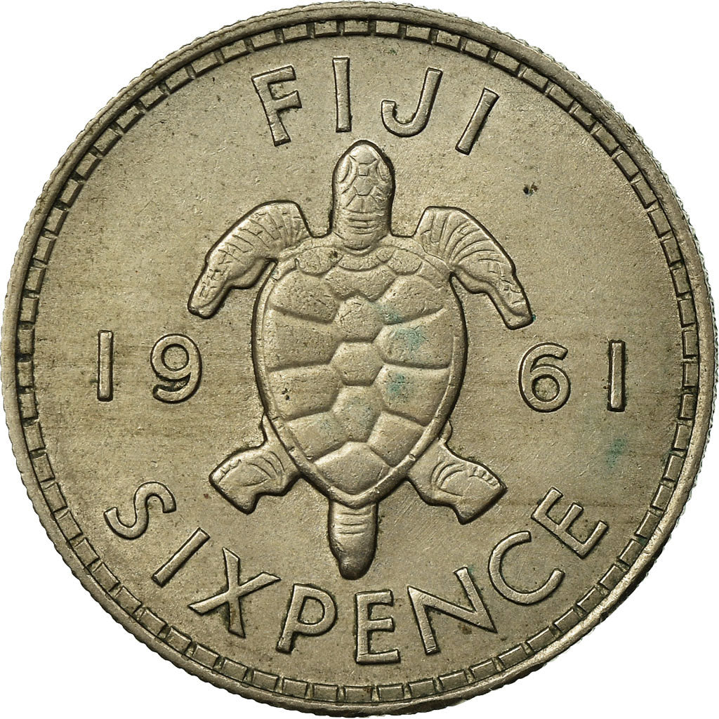 Moneda, Fiji, Elizabeth II, Sixpence, 1961, MBC, Cobre - níquel, KM:19
