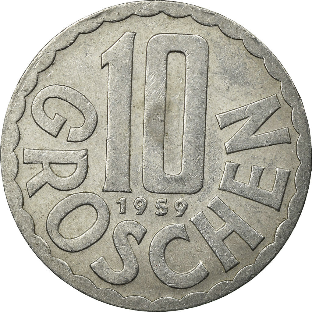 Moneta, Austria, 10 Groschen, 1959, Vienna, VF(30-35), Aluminium, KM:2878