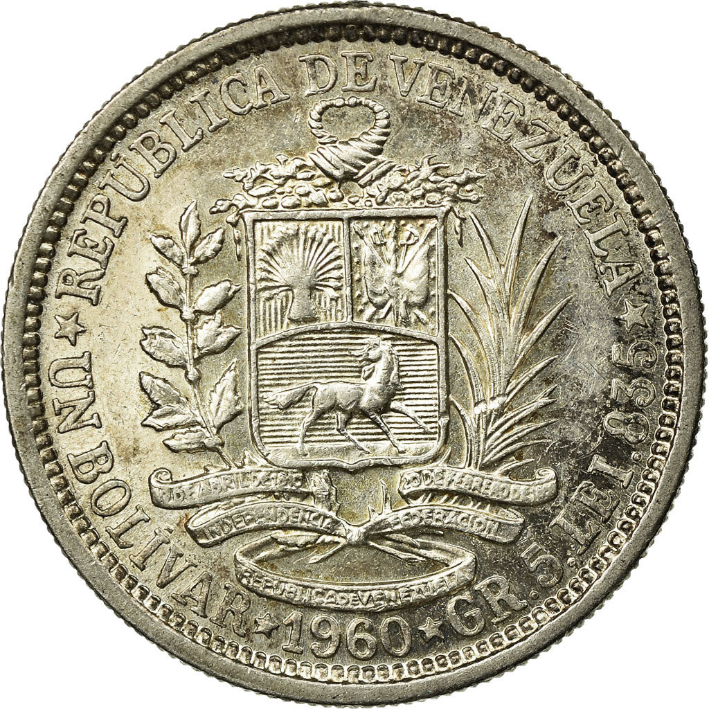 Coin, Venezuela, Bolivar, 1960, EF(40-45), Silver, KM:37a