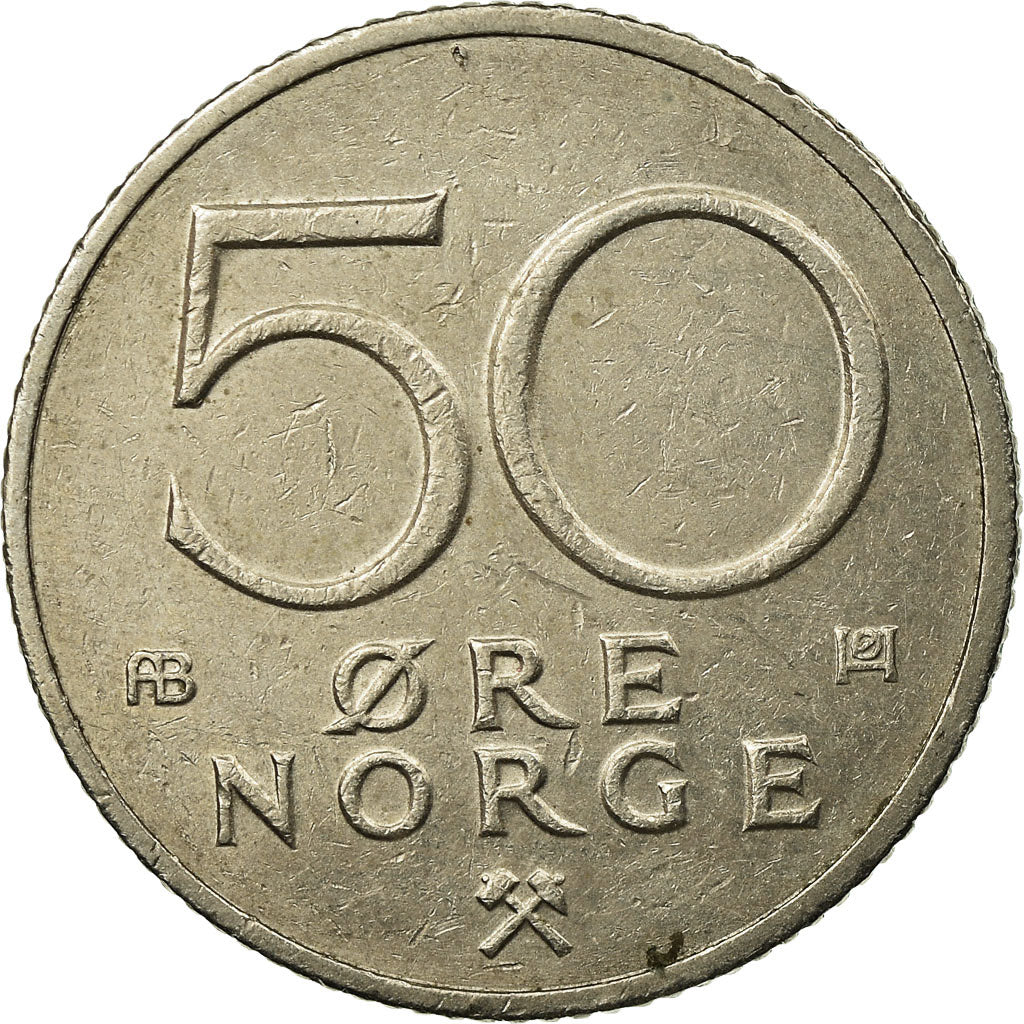 Moneta, Norvegia, Olav V, 50 Öre, 1979, MB+, Rame-nichel, KM:418