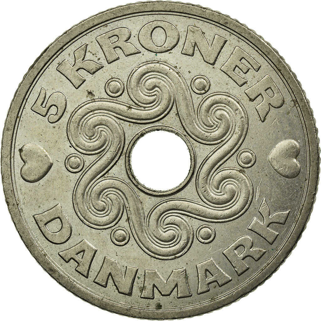 Coin, Denmark, Margrethe II, 5 Kroner, 1994, Copenhagen, VF(30-35)