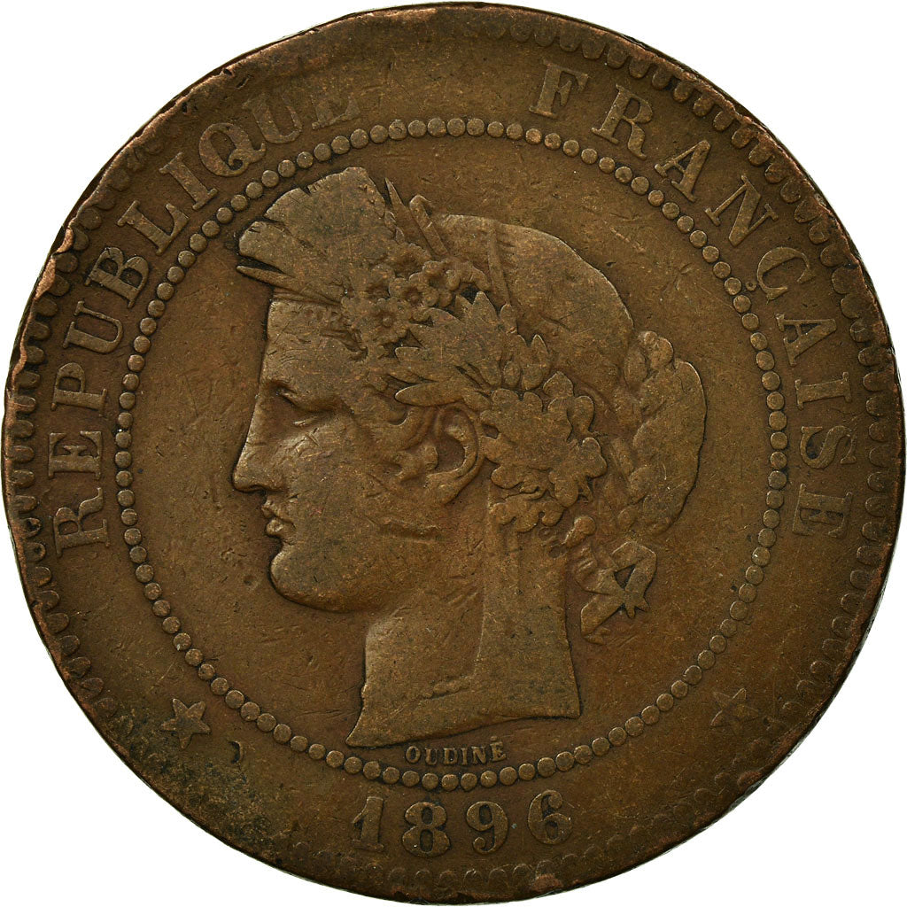 Moeda, França, Cérès, 10 Centimes, 1896, Paris, F(12-15), Bronze, KM:815.1