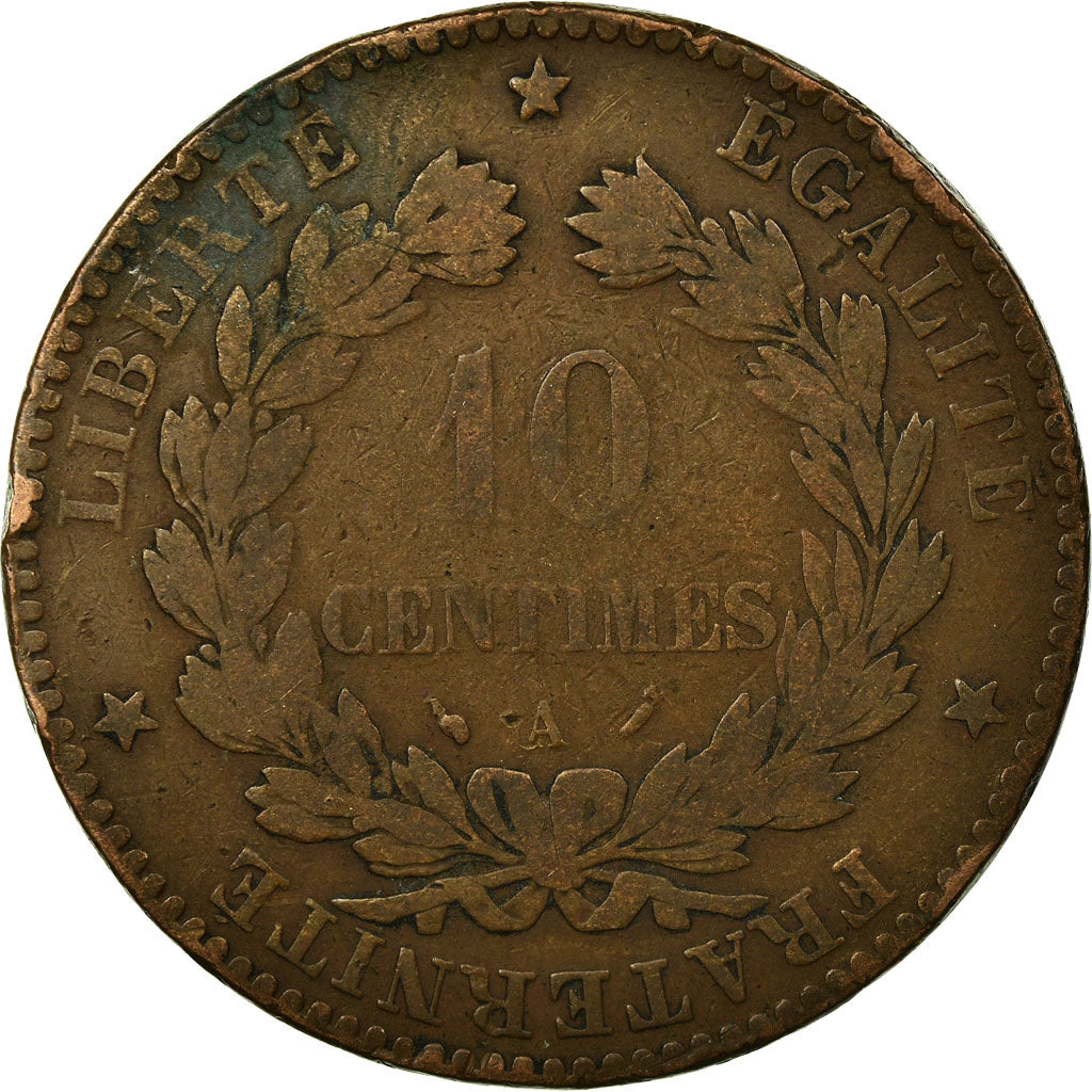 Moeda, França, Cérès, 10 Centimes, 1896, Paris, F(12-15), Bronze, KM:815.1