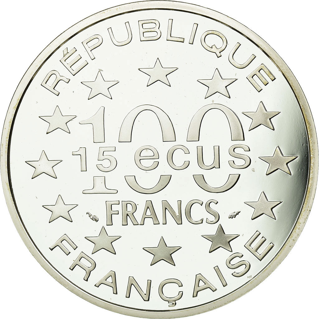 Moneta, Francja, 100 Francs-15 Ecus, 1993, MS(65-70), Srebro, KM:1032
