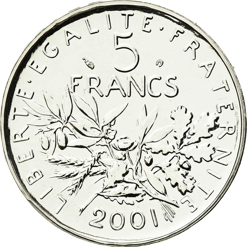 Coin, France, 5 Francs, 2001, Paris, MS(65-70), Silver, KM:1309, Gadoury:771
