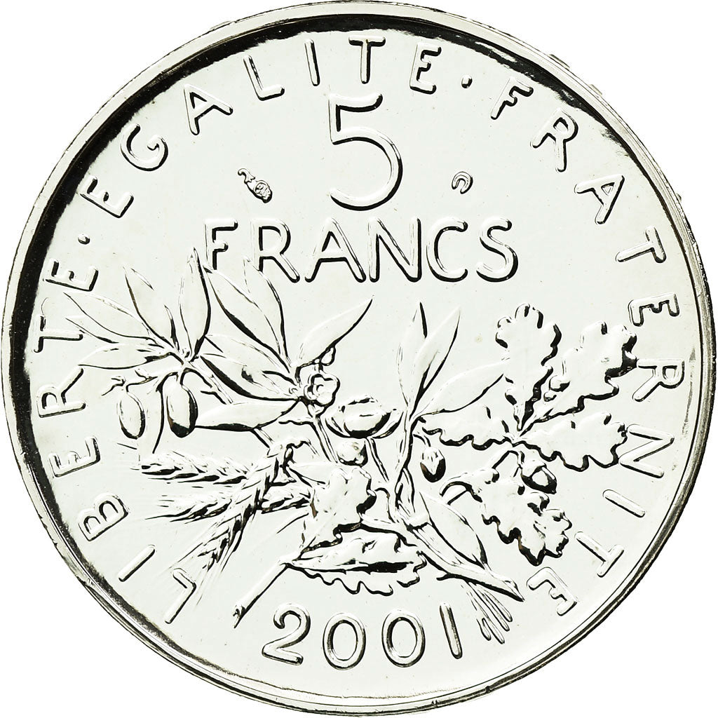 Coin, France, 5 Francs, 2001, Paris, MS(65-70), Silver, KM:1309, Gadoury:771