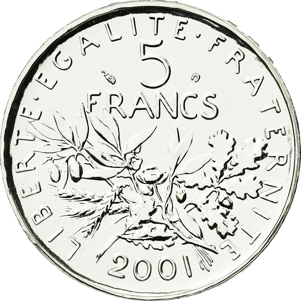 Coin, France, 5 Francs, 2001, Paris, MS(65-70), Silver, KM:1309, Gadoury:771