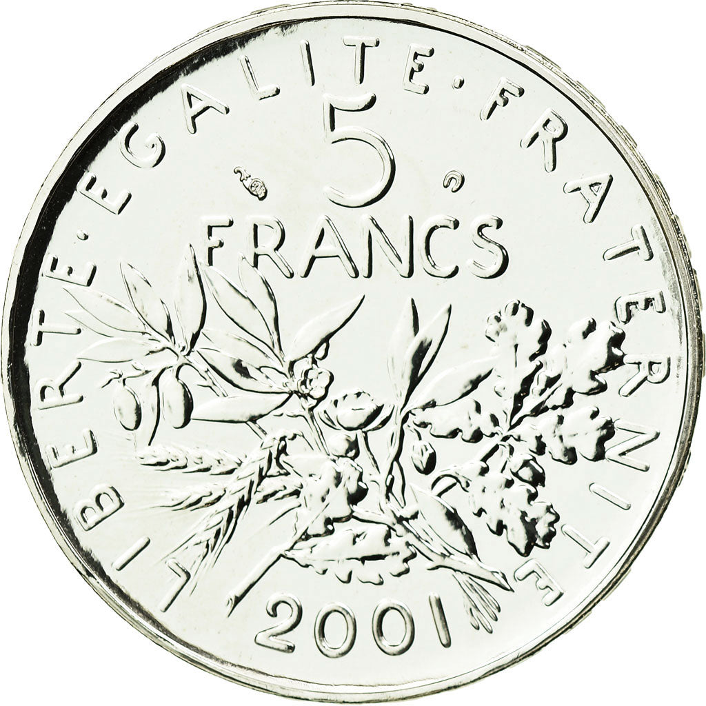Coin, France, 5 Francs, 2001, Paris, MS(65-70), Silver, KM:1309, Gadoury:771