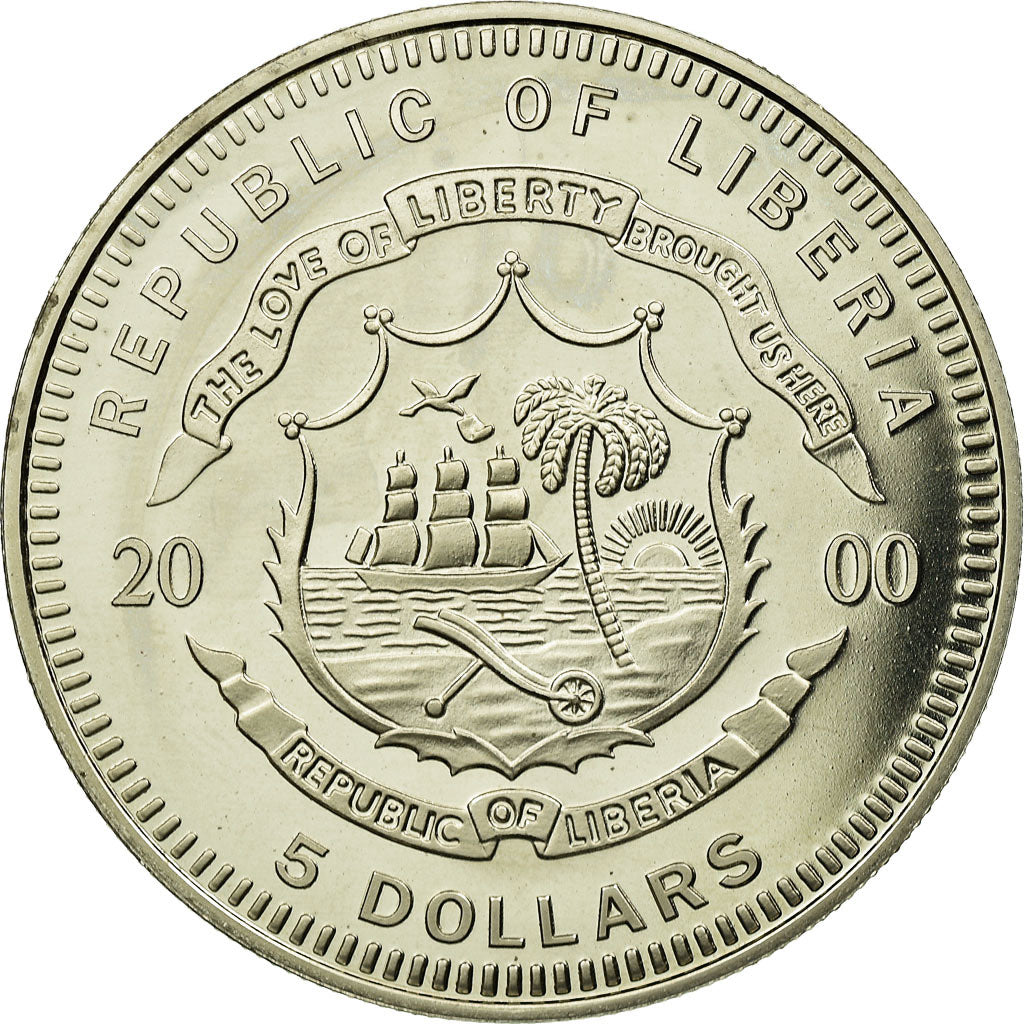Coin, Liberia, 5 Dollars, 2000, MS(63), Copper-nickel, KM:735