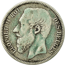 Coin, Belgium, Leopold II, 2 Francs, 2 Frank, 1867, F(12-15), Silver, KM:30.1
