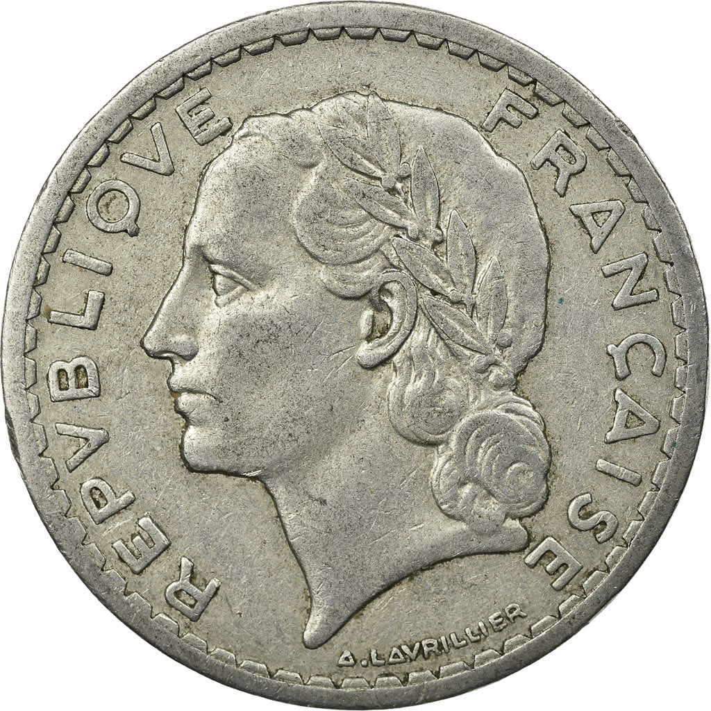 Moneta, Francia, Lavrillier, 5 Francs, 1945, Beaumont - Le Roger, MB, Alluminio