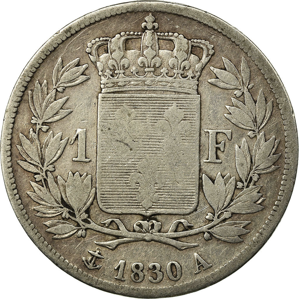 Coin, France, Charles X, Franc, 1830, Paris, VF(20-25), Silver, KM:724.1