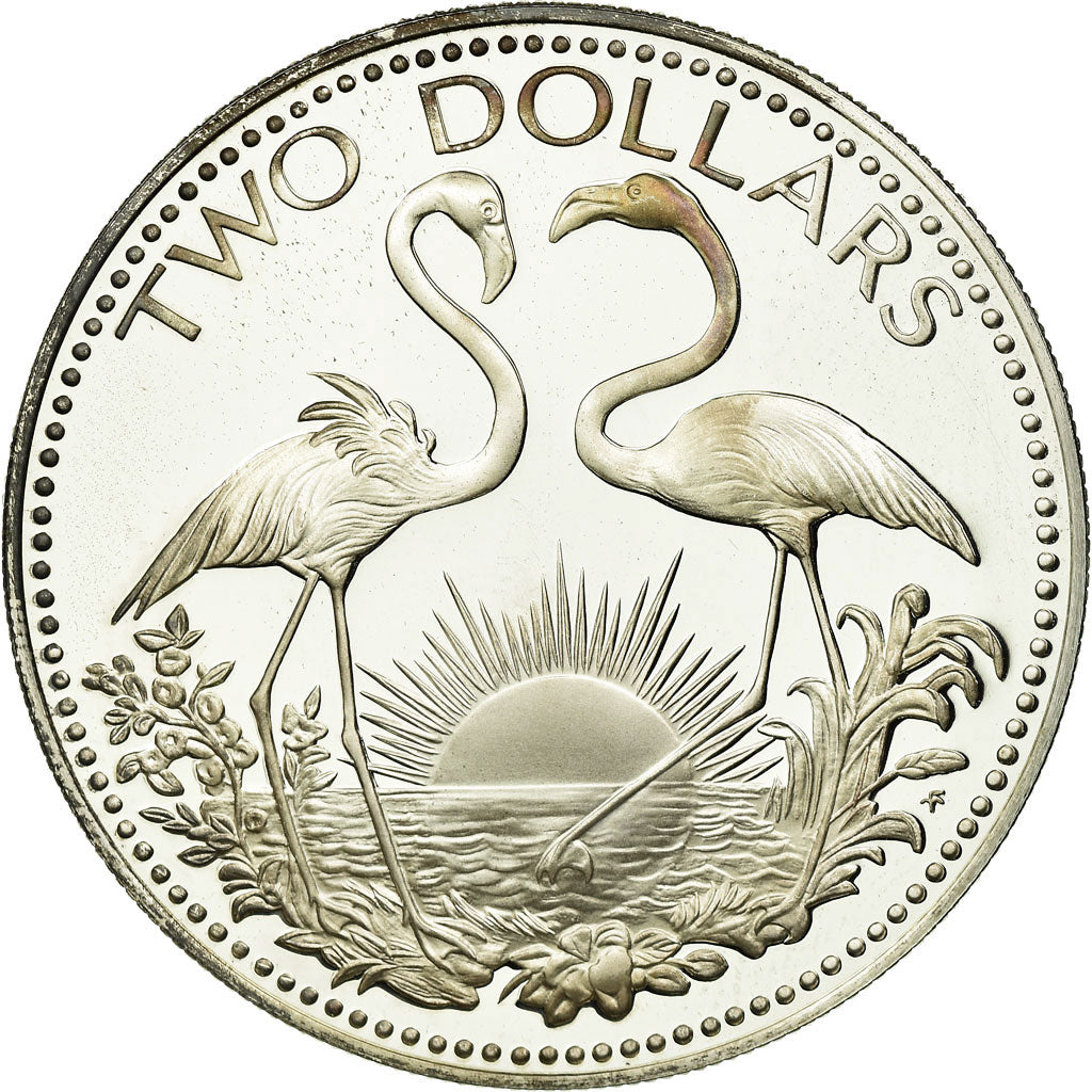 Coin, Bahamas, Elizabeth II, 2 Dollars, 1975, Franklin Mint, U.S.A., MS(60-62)