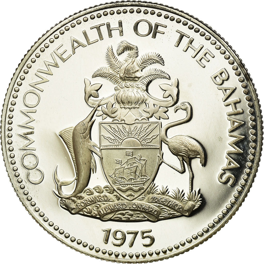 Coin, Bahamas, Elizabeth II, 50 Cents, 1975, Franklin Mint, U.S.A., MS(60-62)