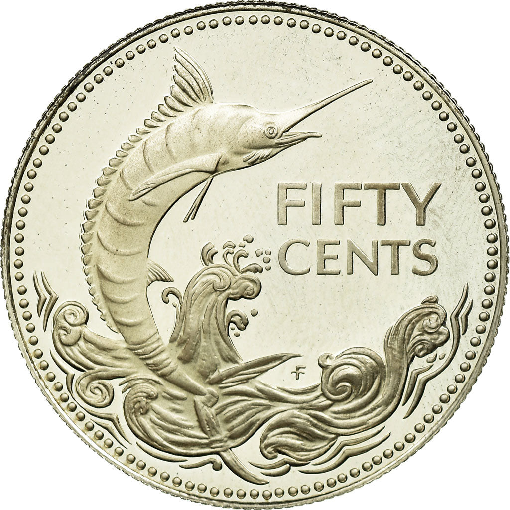 Coin, Bahamas, Elizabeth II, 50 Cents, 1975, Franklin Mint, U.S.A., MS(60-62)