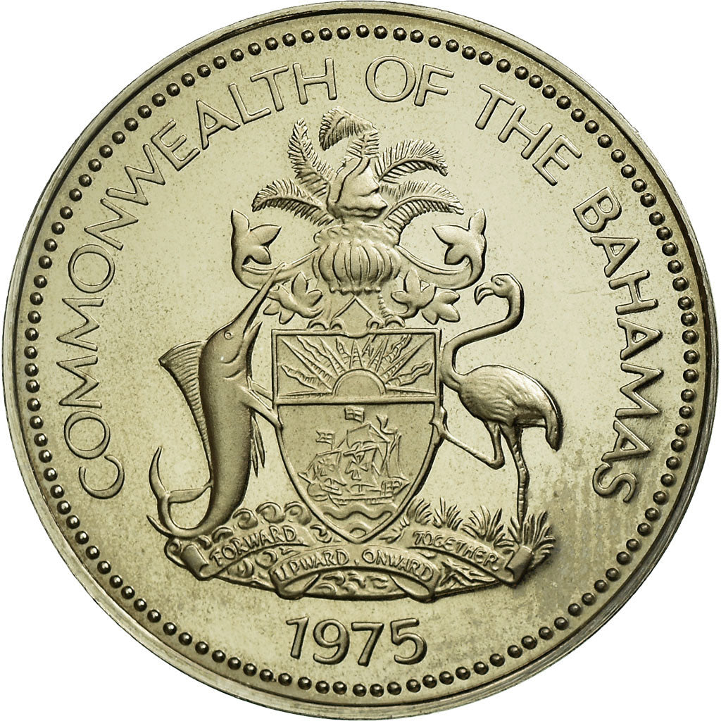 Moneta, Bahamas, Elizabeth II, 5 Cents, 1975, Franklin Mint, U.S.A., SPL